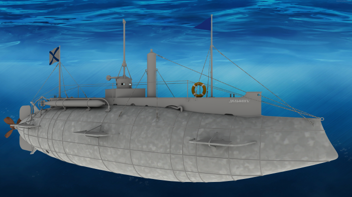 Копия подводной лодки «Дельфин» в масштабе 1:72