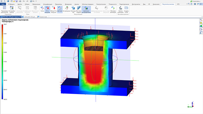 Моделирования процессов теплопередачи в индукционных тигельных печах с использованием T-FLEX Анализ